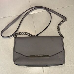 Dana Buchman Crossbody Gray Chain Strap Handbag Vegan Leather Sleek Minimalist